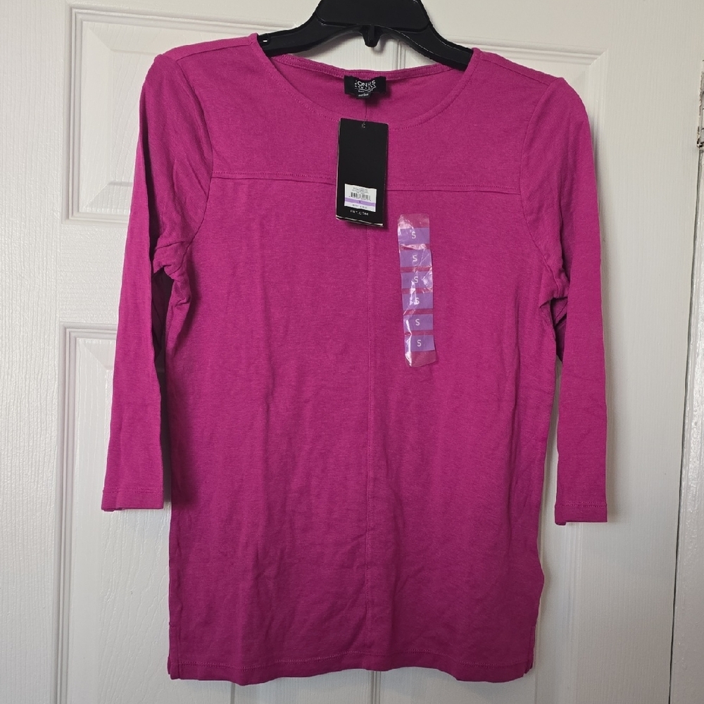 Jones New York Pink 3/4 Sleeve Fitted Tee